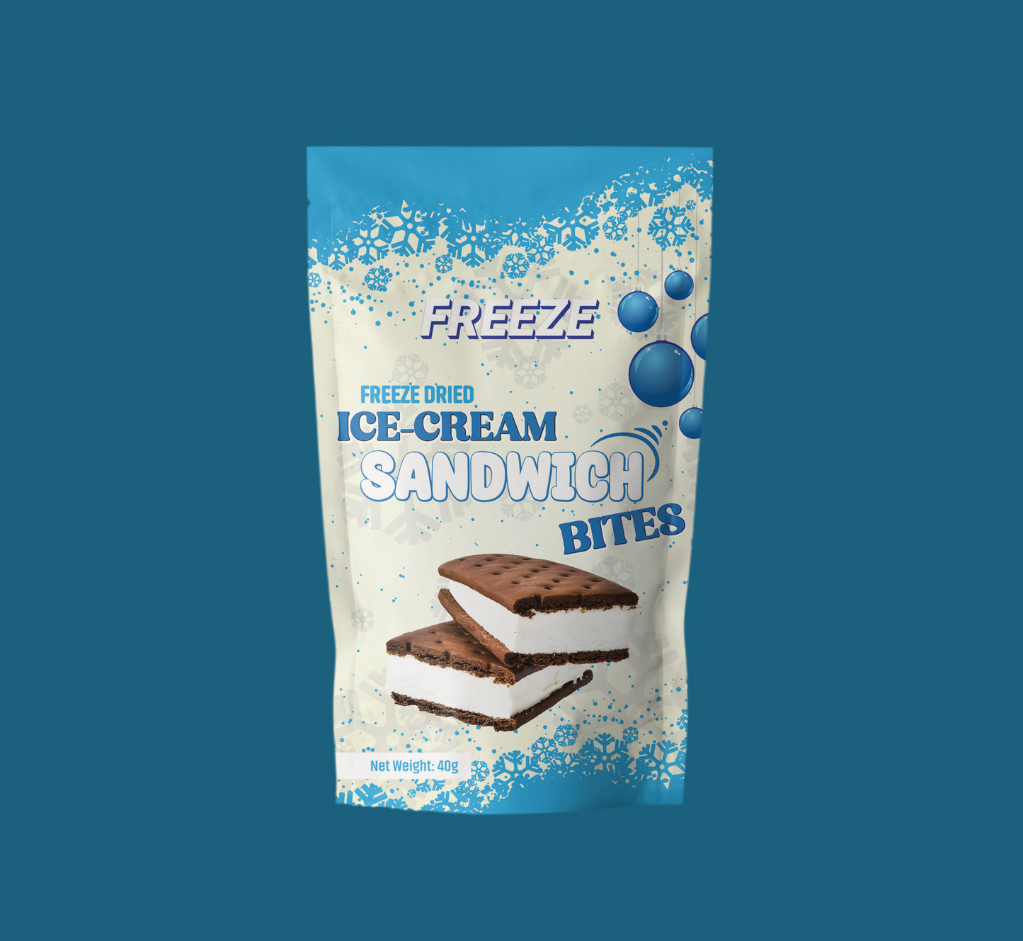 Ice-cream sandwich Bites Mylar Bag weight (2 Ice cream sandwiches per bag 40g)